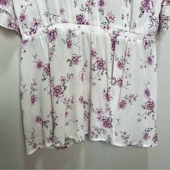 Torrid Ruffle Crossover Short Sleeve Faux Wrap Floral Blouse Size 1x - Picture 6 of 10